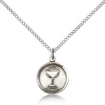 Communion Medal, Sterling Silver - 18&quot; 1.2mm Sterling Silver Chain + Clasp