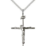 Crucifix Pendant, Sterling Silver - 18&quot; 1.2mm Sterling Silver Chain + Clasp