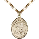 St. Vincent De Paul Medal, Gold Filled, Large - 24&quot; 2.4mm Gold Plated Chain + Clasp