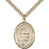 St. Vincent De Paul Medal, Gold Filled, Large - 24&quot; 2.4mm Gold Plated Chain + Clasp
