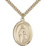 St. Odilia Medal, Gold Filled, Large - 24&quot; 2.4mm Gold Plated Chain + Clasp