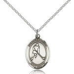 St. Sebastian Ice Hockey Medal, Sterling Silver, Medium - 18&quot; 1.2mm Sterling Silver Chain + Clasp