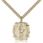 St. Florian Medal, Gold Filled - 24&quot; 2.4mm Gold Plated Endless Chain
