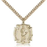 St. Florian Medal, Gold Filled - 24&quot; 2.4mm Gold Plated Endless Chain