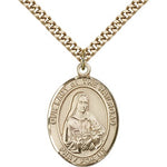 Our Lady of the Railroad Medal, Gold Filled, Large - 24&quot; 2.4mm Gold Plated Chain + Clasp