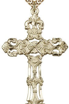 Cross Pendant, Gold Filled - 24&quot; 2.4mm Gold Plated Endless Chain