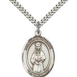 Our Lady of Hope Medal, Sterling Silver, Large - 24&quot; 2.4mm Rhodium Plate Chain + Clasp