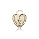 Our Lady of Guadalupe Heart Recuerdo Medal, 14 Karat Gold - 14 KT Yellow Gold