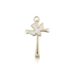 Holy Sprit Cross Pendant, 14 Karat Gold - 14 KT Yellow Gold