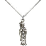 St. Patrick Medal, Sterling Silver - 18&quot; 1.2mm Sterling Silver Chain + Clasp