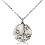 St. Christopher Medal, Sterling Silver - 18&quot; 1.2mm Sterling Silver Chain + Clasp