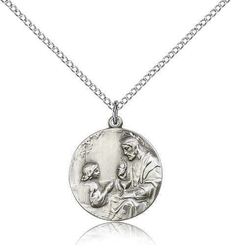 St. Christopher Medal, Sterling Silver - 18&quot; 1.2mm Sterling Silver Chain + Clasp