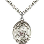 St. Rebecca Medal, Sterling Silver, Large - 24&quot; 2.4mm Rhodium Plate Chain + Clasp