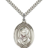 St. Rebecca Medal, Sterling Silver, Large - 24&quot; 2.4mm Rhodium Plate Chain + Clasp