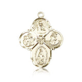 4 Way Cross Pendant, 14 Karat Gold - 14 KT Yellow Gold