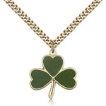 Shamrock Medal, Gold Filled - 24&quot; 2.4mm Gold Plated Endless Chain