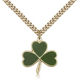 Shamrock Medal, Gold Filled - 24&quot; 2.4mm Gold Plated Endless Chain