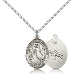St. Joseph of Cupertino Medal, Sterling Silver, Medium - 18&quot; 1.2mm Sterling Silver Chain + Clasp