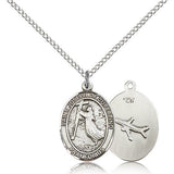 St. Joseph of Cupertino Medal, Sterling Silver, Medium - 18&quot; 1.2mm Sterling Silver Chain + Clasp