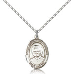 St. Josemaria Escriva Medal, Sterling Silver, Medium - 18&quot; 1.2mm Sterling Silver Chain + Clasp