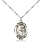 St. Benjamin Medal, Sterling Silver, Medium - 18&quot; 1.2mm Sterling Silver Chain + Clasp