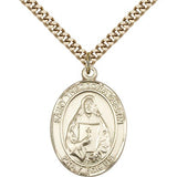 St. Theodore Guerin Medal, Gold Filled, Large - 24&quot; 2.4mm Gold Plated Chain + Clasp