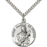 St. Martin De Porres Medal, Sterling Silver - 24&quot; 2.4mm Rhodium Plate Endless Chain