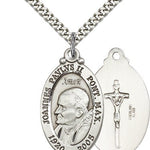 Pope John Paul II Medal, Sterling Silver - 24&quot; 2.4mm Rhodium Plate Endless Chain