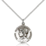St. Elizabeth Ann Seton Medal, Sterling Silver - 18&quot; 1.2mm Sterling Silver Chain + Clasp