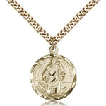 St. Patrick Medal, Gold Filled - 24&quot; 2.4mm Gold Plated Endless Chain