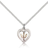 Holy Spirit Medal, Two-Tone - 18&quot; 1.2mm Sterling Silver Chain + Clasp