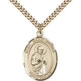 St. Isaac Jogues Medal, Gold Filled, Large - 24&quot; 2.4mm Gold Plated Chain + Clasp