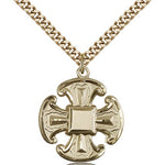 Cross Pendant, Gold Filled - 24&quot; 2.4mm Gold Plated Endless Chain