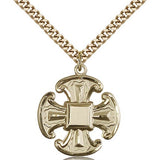 Cross Pendant, Gold Filled - 24&quot; 2.4mm Gold Plated Endless Chain