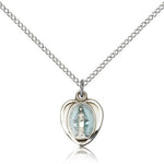 Miraculous Medal, Sterling Silver - 18&quot; 1.2mm Sterling Silver Chain + Clasp