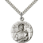St. Lawrence Medal, Sterling Silver - 24&quot; 2.4mm Rhodium Plate Endless Chain