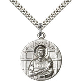St. Lawrence Medal, Sterling Silver - 24&quot; 2.4mm Rhodium Plate Endless Chain