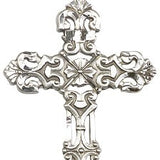 Cross Pendant, Sterling Silver - 24&quot; 2.4mm Rhodium Plate Endless Chain