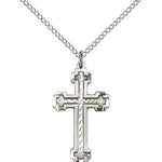 Cross Pendant, Sterling Silver - 18&quot; 1.2mm Sterling Silver Chain + Clasp