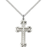 Cross Pendant, Sterling Silver - 18&quot; 1.2mm Sterling Silver Chain + Clasp