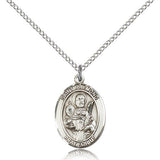 St. Raymond Nonnatus Medal, Sterling Silver, Medium - 18&quot; 1.2mm Sterling Silver Chain + Clasp
