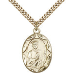 St. Jude Medal, Gold Filled - 24&quot; 2.4mm Gold Plated Endless Chain