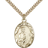 St. Jude Medal, Gold Filled - 24&quot; 2.4mm Gold Plated Endless Chain