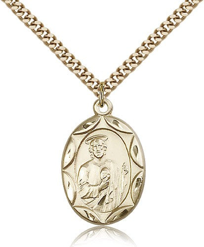 St. Jude Medal, Gold Filled - 24&quot; 2.4mm Gold Plated Endless Chain