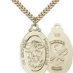 St. Michael National Guard Medal, Gold Filled - 24&quot; 2.4mm Gold Plated Endless Chain