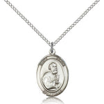 St. Peter the Apostle Medal, Sterling Silver, Medium - 18&quot; 1.2mm Sterling Silver Chain + Clasp