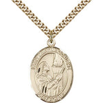 St. Mary Magdalene Medal, Gold Filled, Large - 24&quot; 2.4mm Gold Plated Chain + Clasp