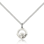 Claddagh Medal, Sterling Silver - 18&quot; 1.2mm Sterling Silver Chain + Clasp