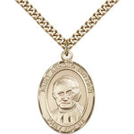 St. Arnold Janssen Medal, Gold Filled, Large - 24&quot; 2.4mm Gold Plated Chain + Clasp