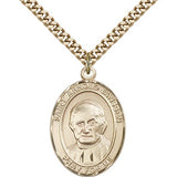 St. Arnold Janssen Medal, Gold Filled, Large - 24&quot; 2.4mm Gold Plated Chain + Clasp